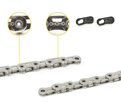 CHOHO Hollow Flat-Top Road Bike Chain 11 12 Speed 120 128 Links with Quick Link