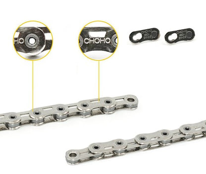 CHOHO Hollow Flat-Top Road Bike Chain 11 12 Speed 120 128 Links with Quick Link