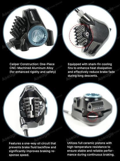 WHEELTOP 7800 Hydraulic Disc Brake Caliper, Front & Rear Hose Pre-Attached